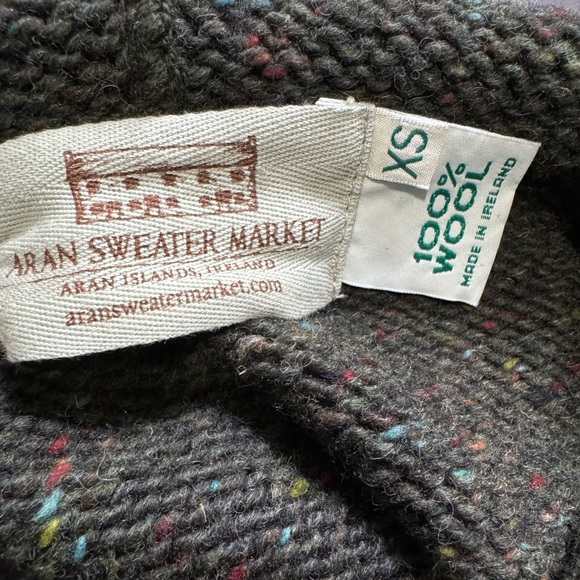 Aran Unisex Sweater Market Wool Hoodie With Pouch Pocket Size XS - Picture 11 of 13